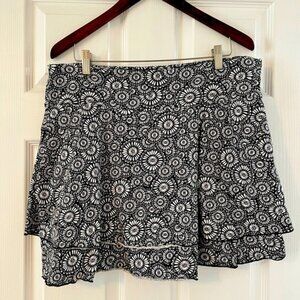 LOFT Soft Cotton Black & White Patterned Tiered Short Skirt